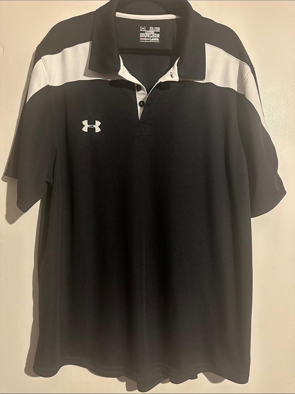 Under Armour Black and White Short Sleeve Performance Polo Shirt